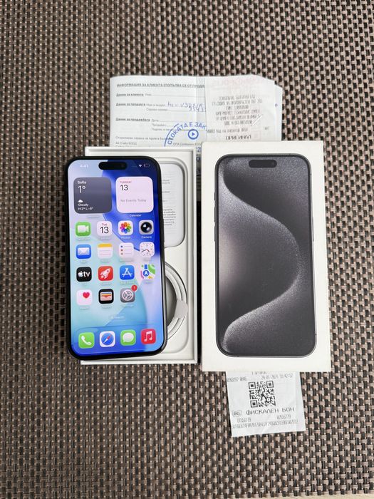 Лизинг 37лв/м iPhone 15 pro BLACK айфон 15 про 128 черен