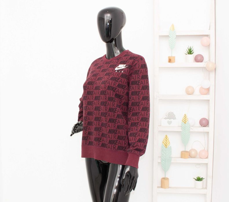 Nike Air оригинален дамски суичър вишнав пуловер овърсайз XS-S
