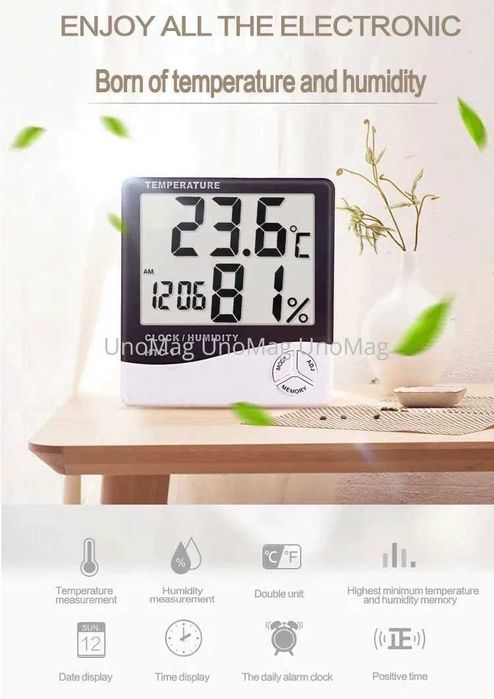 Ceas / Termometru si Higrometru Digital