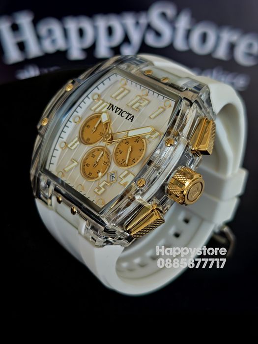 INVICTA Ghost white/gold 47 mm, Инвикта нов ръчен часовник