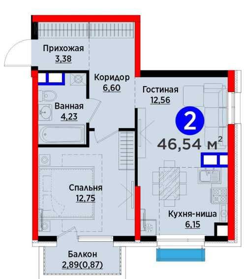 Мирзо-Улугбек: 2-комн 46.8m² с Кадастром! У Парка | Самая низкая цена!