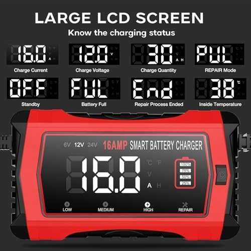 Ново Универсално зарядно за акумулатори кола мотор лодка LCD 16A