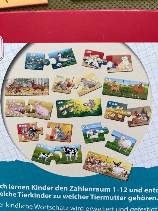 Пъзел от две части с животни и цифри