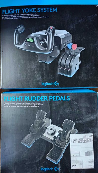 Контроли за авио-симулатор Logitech - G Flight Yoke System, черен (PC) & Logitech G PRO Flight Rudder Pedals