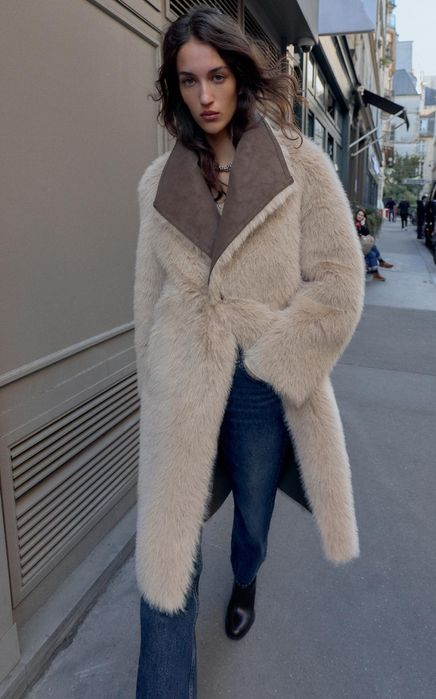 Palton blana Zara Winter Collection