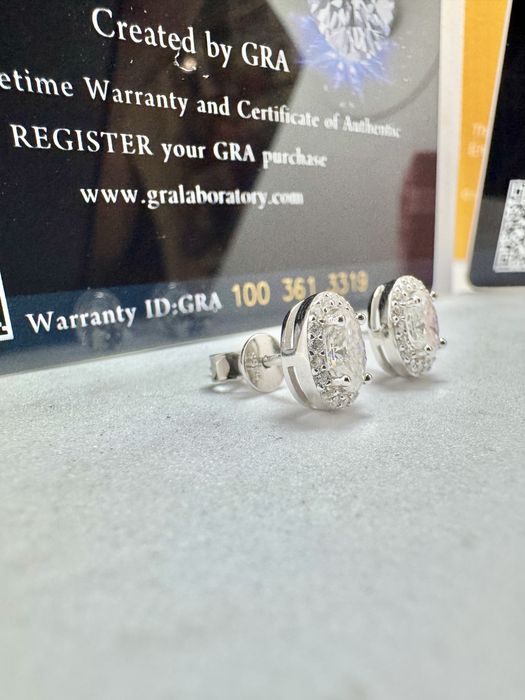 Сребърни обеци с мойсанит (Диамант) 0.5 карата