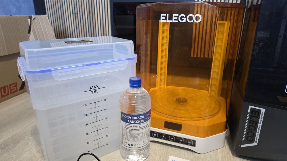 Комплект смолен SLA 3д принтер ELEGOO Saturn 16k и станция 2-в-1