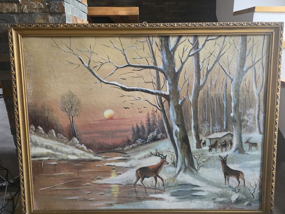 Pictură peisaj de iarna