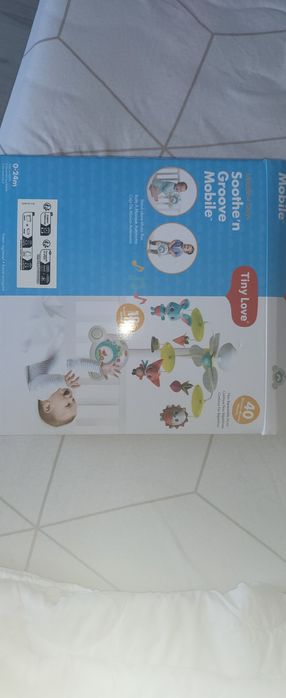 Въртележка за бебешка кошара и преносима музикална кутия, 0м+