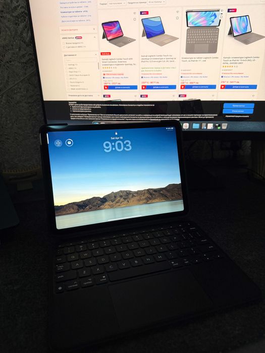 Ipad Air 11" inch 128 GB + Logitech Combo touch + Протектори за екран + Калъф