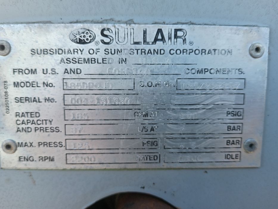 Motocompresor SULLAIR 185 motor john deere