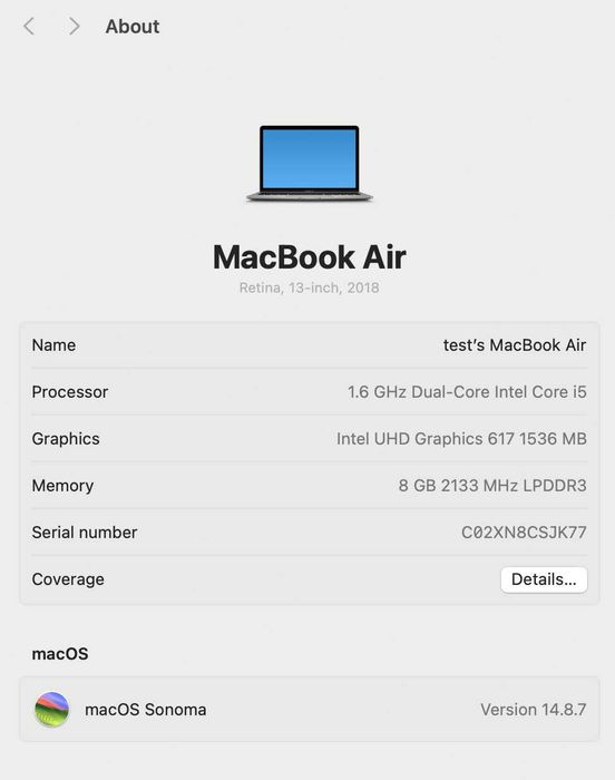 MacBook Air 13" (2018) – Space Gray