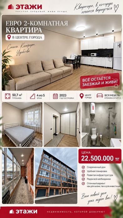 Продается евро 2 комн по цене 1 комн центр