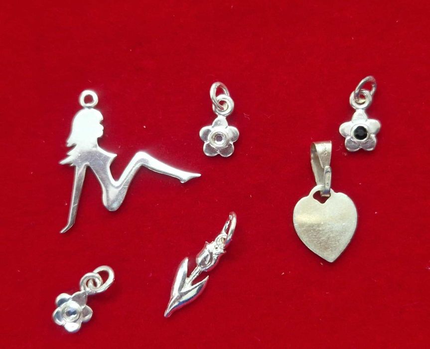 AG163,set 6 pandantive argint 925, noi/marcate, pretabil martisoare