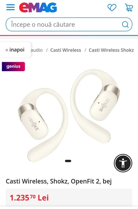 Casti Wireless, Shokz, OpenFit 2, bej, SIGILATE