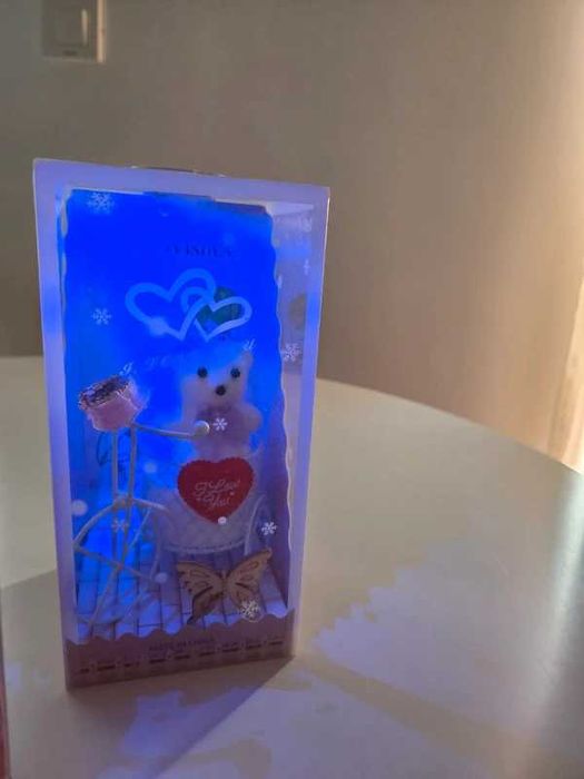 Martisor ursulet pe bicicleta happy life cu luminite