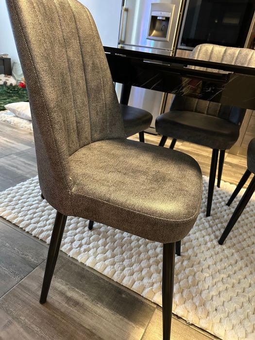 Маса закалено стъкло черна, мрамор