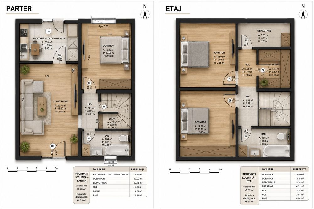 Apartament tip Triplex Parter/curte amenajată+mansarda extensibila