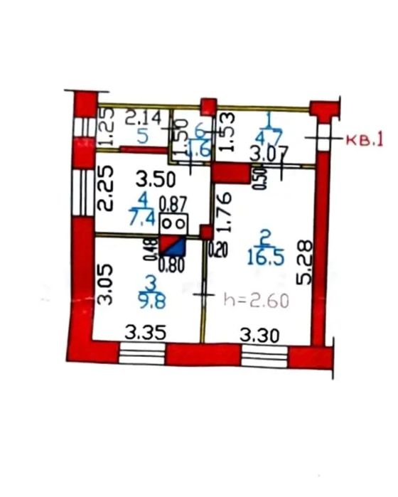 Продам 2 комнатную квартиру 43м².