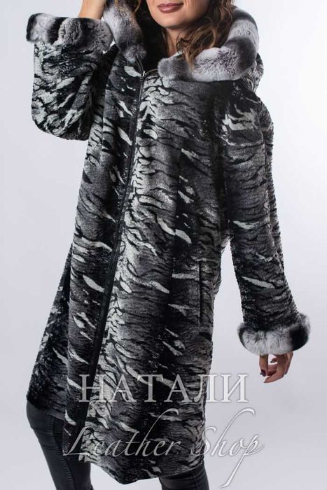 Дамско двустранно кожено манто Дея Black