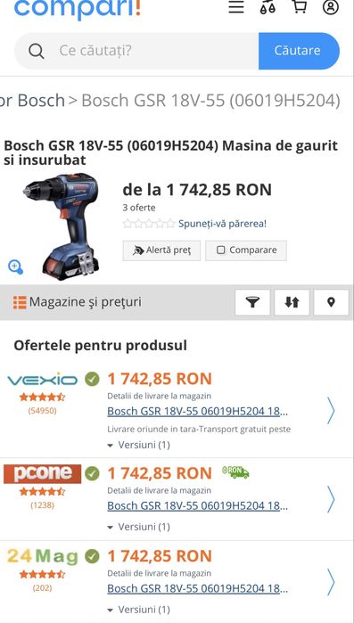 MDM vinde: Filetanta Bosch GSR 18V-55+Acumulator 5.0Ah.