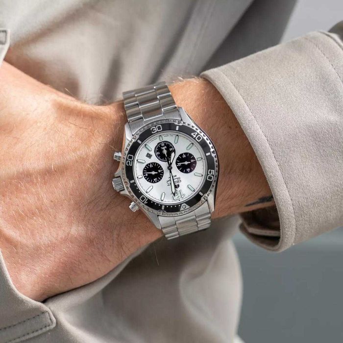 Orient Mako 43 Solar Chronograph White