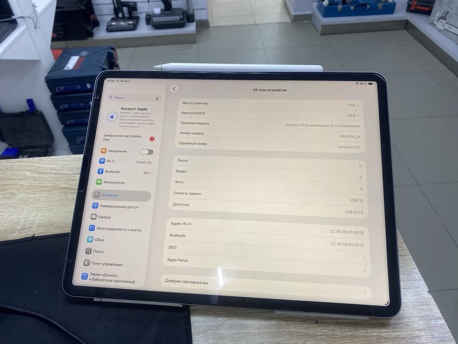 Ipad 12.9 6th Gen, M2, 256gb (tm79)