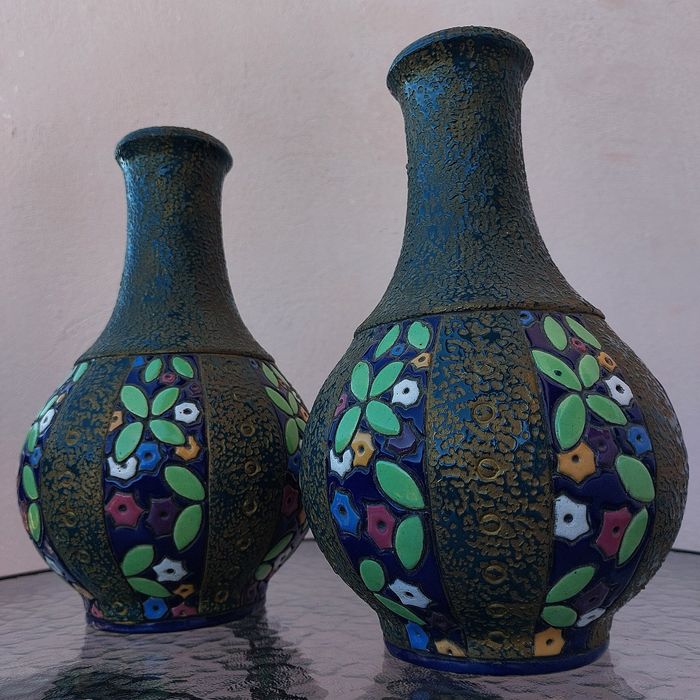 Pereche vaze art deco Amphora, Cehoslovacia