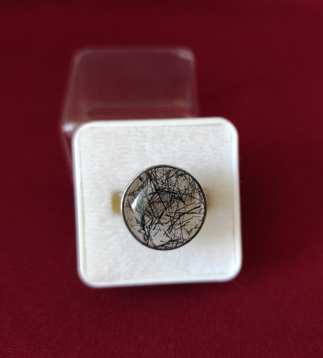 Сребърен пръстен с турмалинов кварц, проба 925