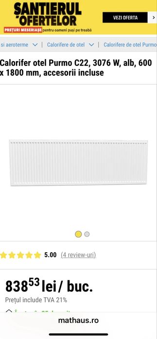 Calorifer Purmo C22/600/1800nou