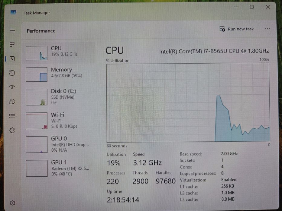 I7 8565U 8GB DDR4 RX550X 120GB Ssd