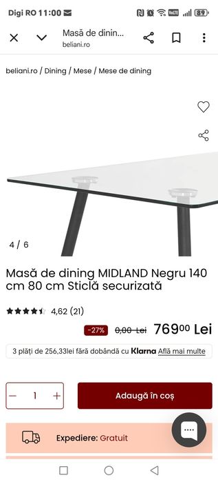 Masă din sticlă 140×80 cm