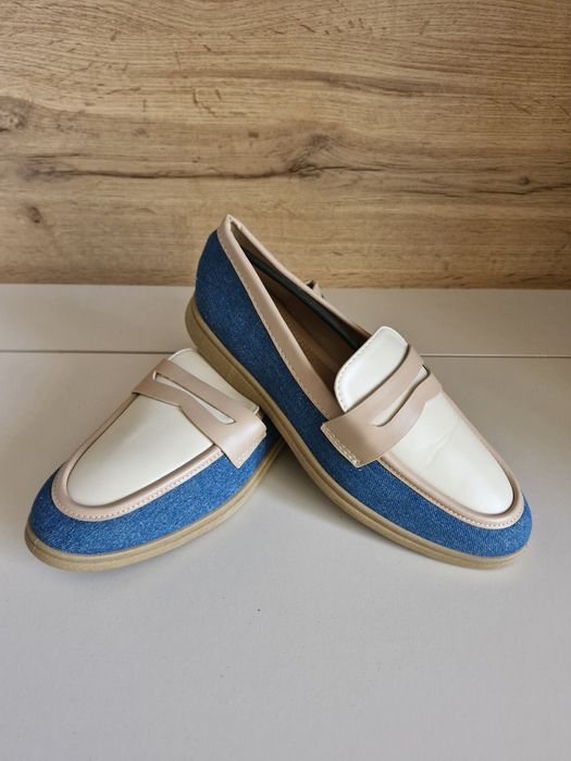 Дамски мокасини деним/кожа 39 размер Нови