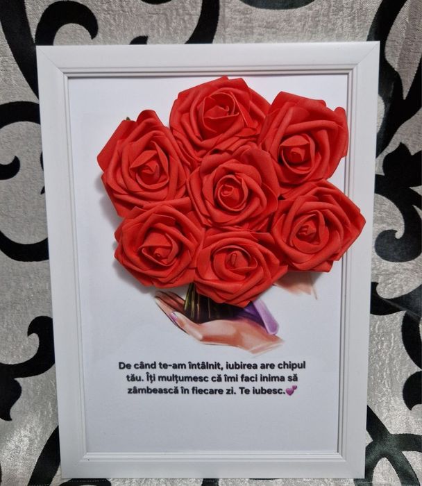 Tablou cu mesaj și trandafiri din săpun parfumat!