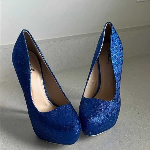 Pantofi dama Qupid Royal Blue Textured  mr. 37,38 noi la cutie