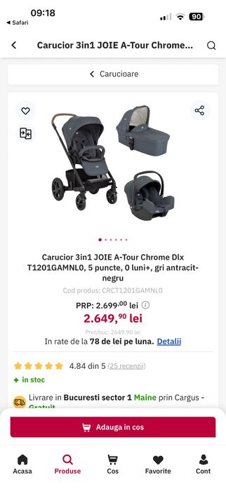Carucior 3in1 JOIE A-tour Chrome DLx