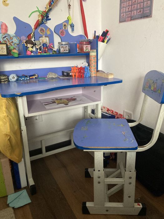 Birou si scaun copii - albastru