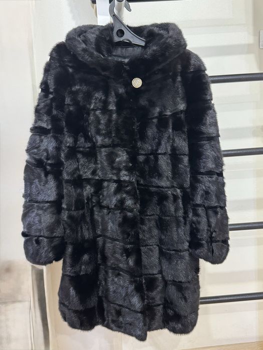 Норковая шуба с капюшоном