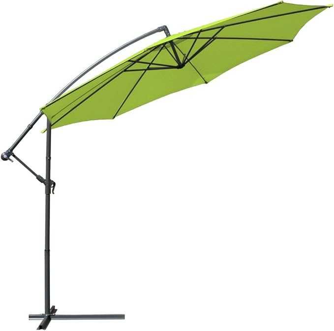 Висящ чадър Ø 350 см, градински чадър, дръжка, включително стойка