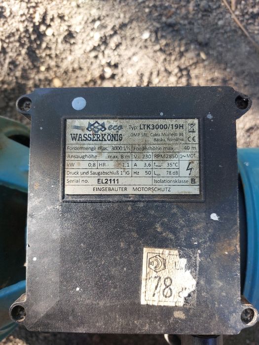Vând pompă de hidrofor din fontă Wasserkönig Eco