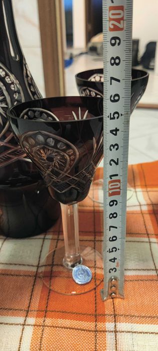 5 pahare cristal rubiniu Buzau Perla Lux