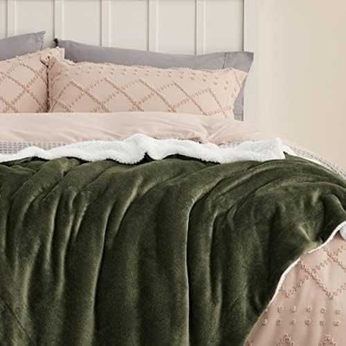 BEDSURE Sherpa одеяло 220x240см XXL Ivy Green