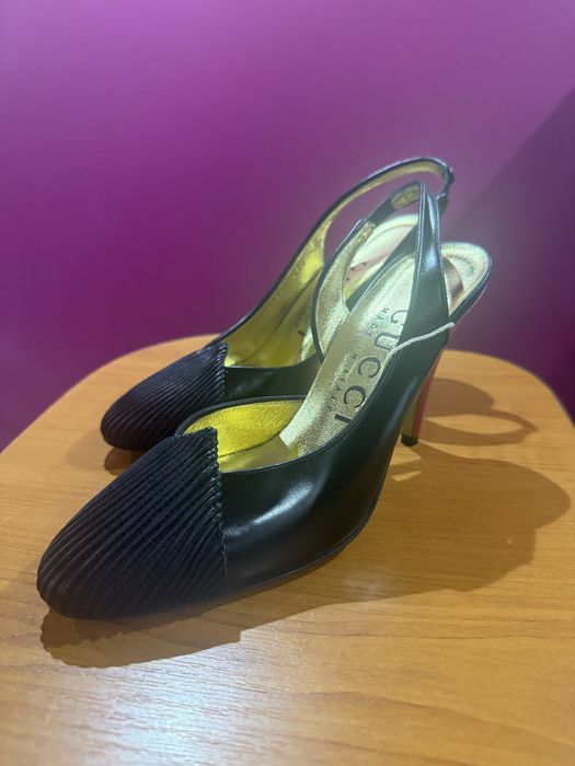 Pantofi Slingback Gucci Originali, Piele Neagră, Mărimea 36 EU, Noi