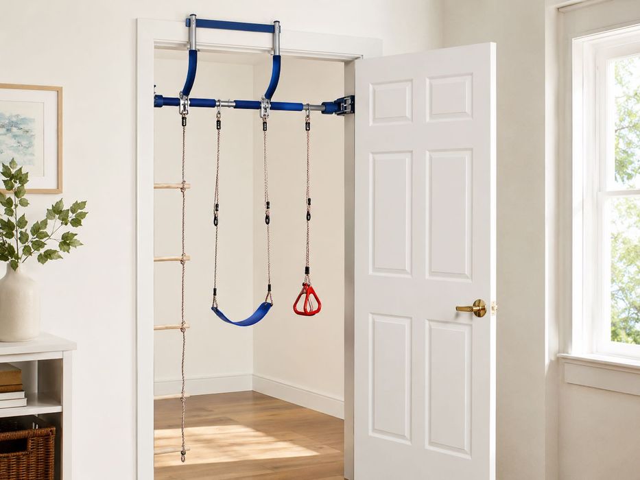 Set sală de sport interior Gym1 Deluxe pentru copii, 4 piese, albastru