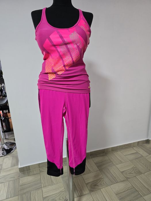 Colanti fucsia cu dunga neagra pentru sport/fitness