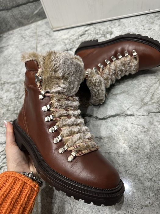 ZARA зимни кубинки боти от естествена кожа