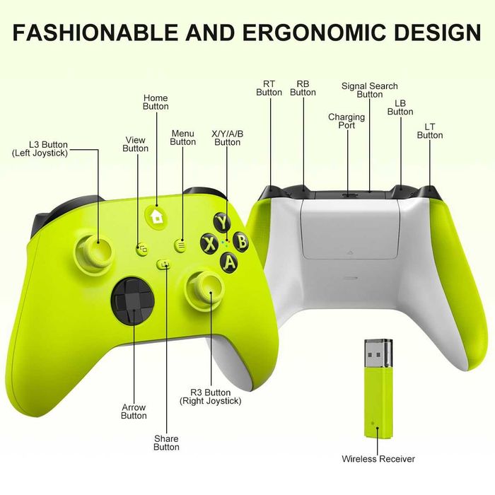 Безжичен Xbox контролер 2.4 GHz – жълт