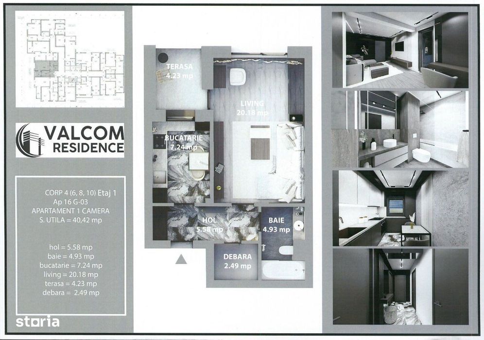 Valcom Residence Bartolomeu, Garsoniera, terasa 4.23, Comision 0%