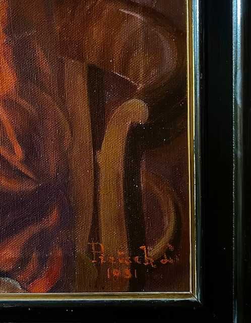 "FATA IN ROSU" IMPECABIL! Superb Tablou f VECHI, sem datat 1931, 70x50