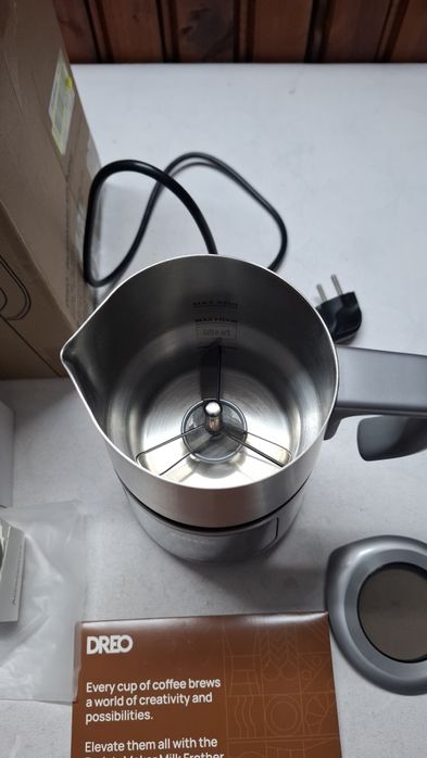 DREO BaristaMaker разпенител за мляко, всичко в 1, 800 мл, 6 вида мляко, неръждаема стомана, 600W